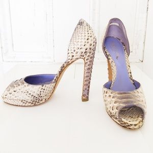 Sergio Rossi Python Platform Peep Toe Pump
